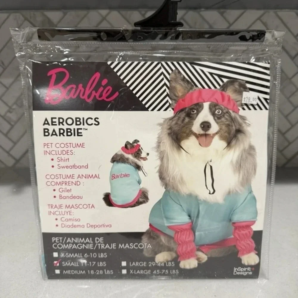 Barbie Aerobics Dog Costume Small 11-17 Lbs Halloween Party Pet Outfit NEW 2 Pcs
